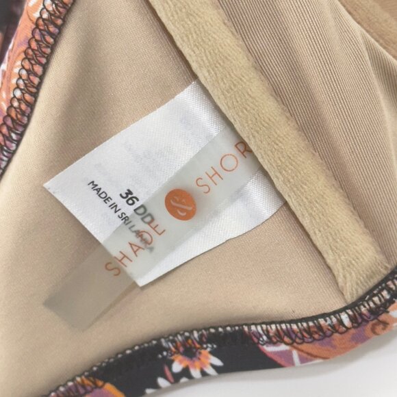 Shade & Shore  Womens Black Paisley Bikini Top With Tie Front Size 36DD - Picture 5 of 11